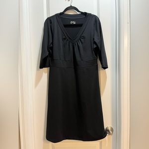 Eddie Bauer Black Half sleeve Vneck Fit & Flare Dress Large Armpit To Armpit20”